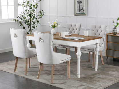 Nikki Tufted Linen Dining Chair Set (2 pcs) – Beige and Gray