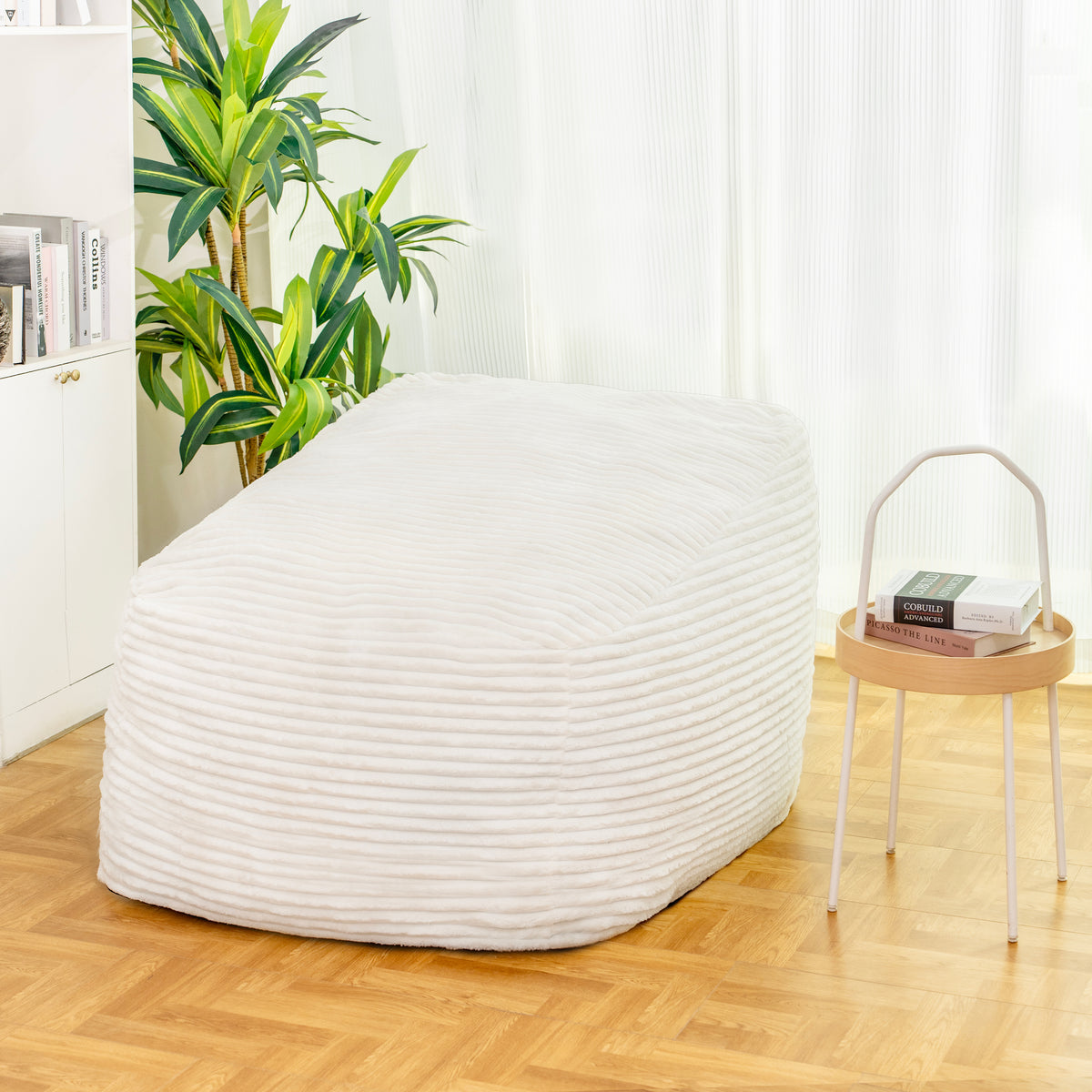 White Faux Fur Bean Bag Chair