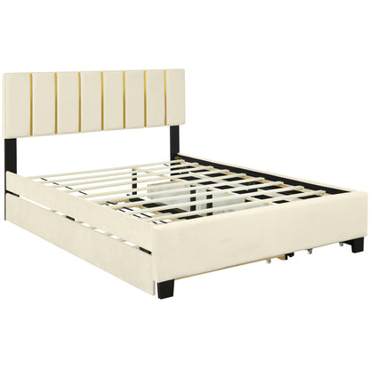 Queen Upholstered Bed Beige