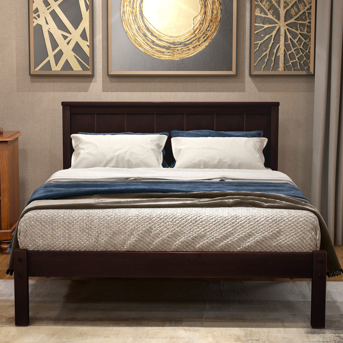 Espresso Twin Platform Bed – Wood Slat Support