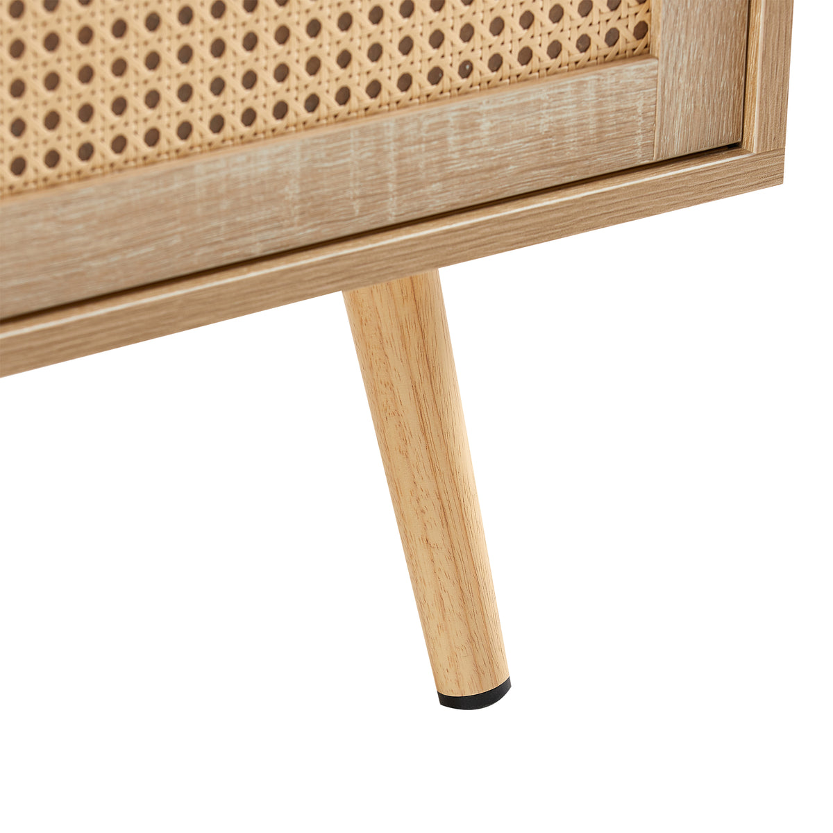 Rattan Coffee Table with Sliding Door Storage