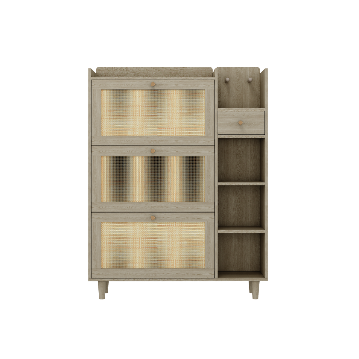 Bohemian Shoe Cabinet with Rattan Flip Drawers Natural