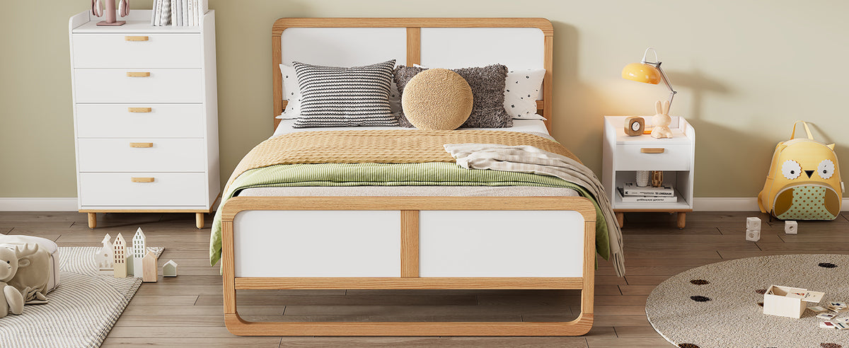 Queen Platform Bed Walnut White