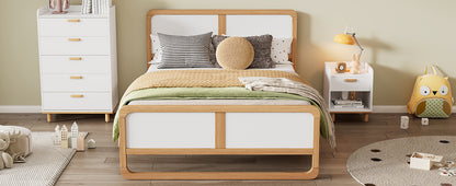 Queen Platform Bed Walnut White