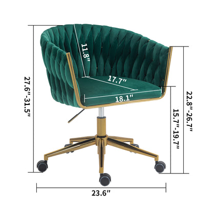 Modern Adjustable Vanity Chair with Wheels Green