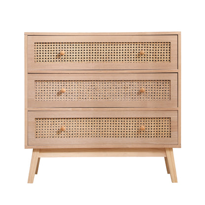 Rattan 3-Drawer Storage Cabinet Natural