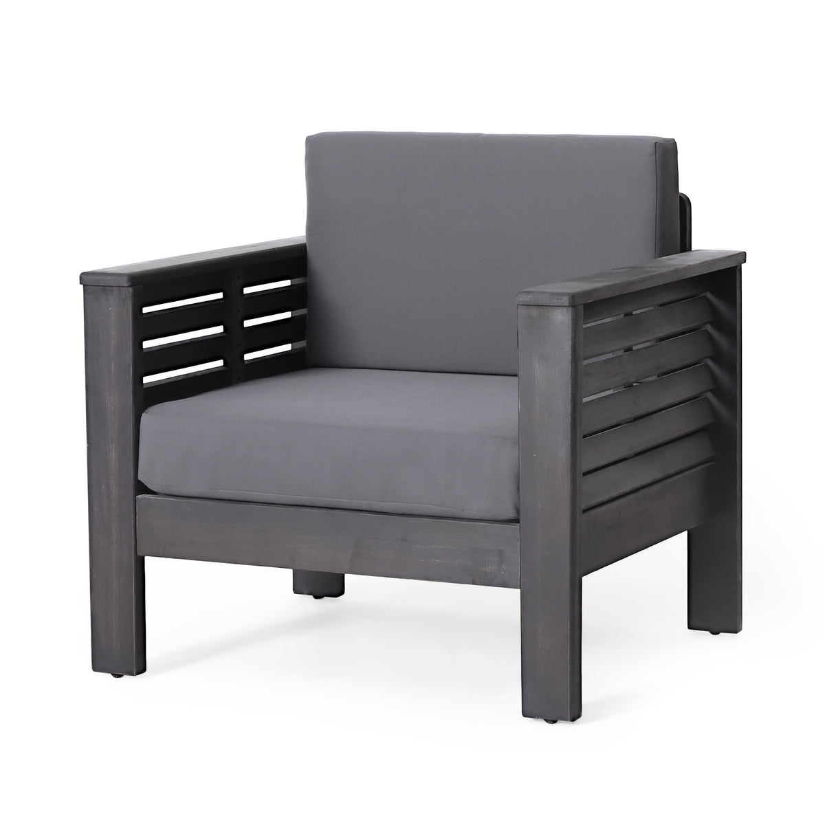 Outdoor Acacia Club Chairs (2 pcs) – Dark Gray