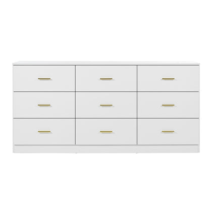 9-Drawer Modern Dresser – Beige Finish