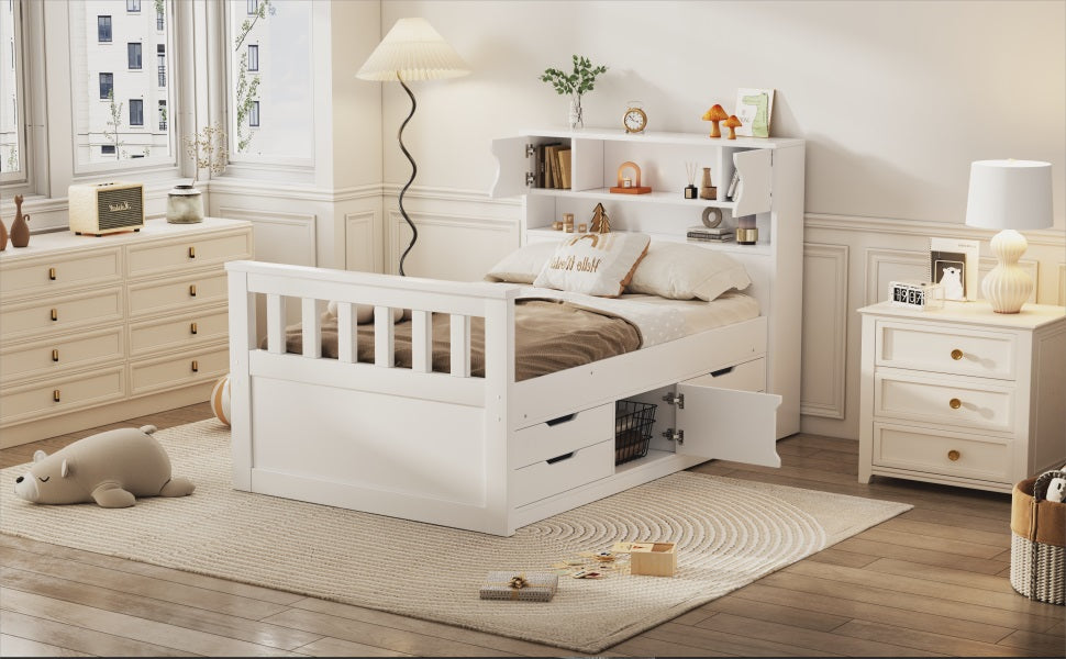 Twin Captain Platform Bed White
