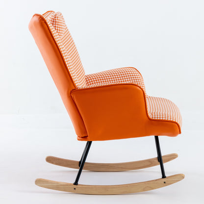 Houndstooth Rocking Chair – Orange Fabric