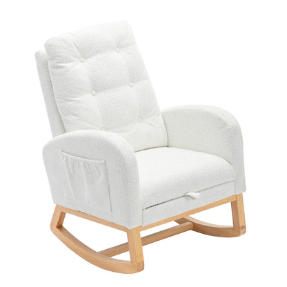Accent Rocking Chair with Footrest – Black Rubber Wood