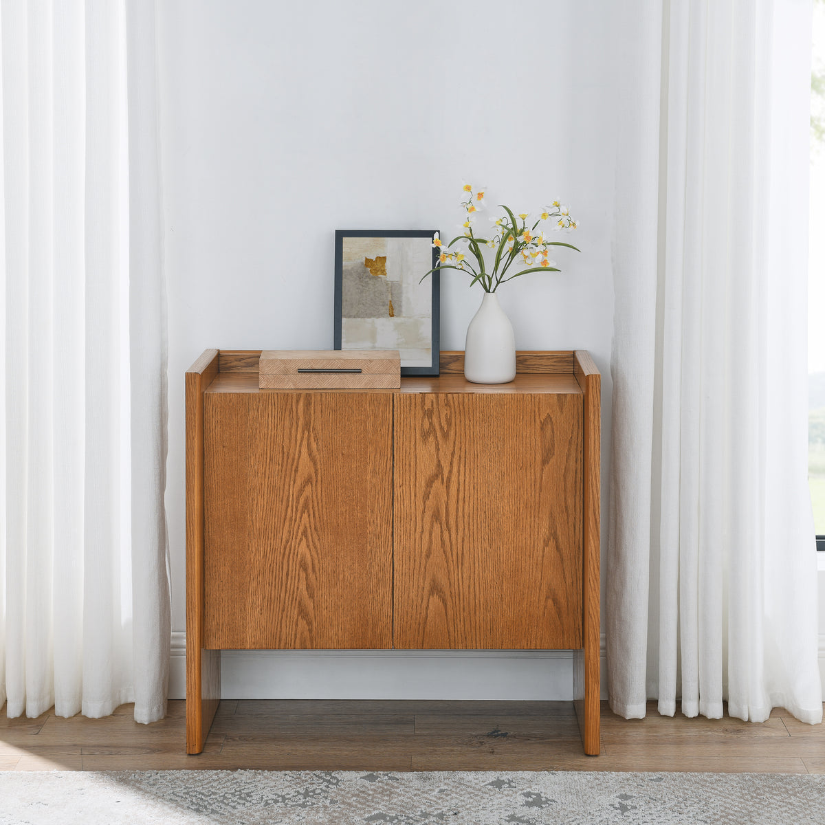Walnut Buffet Cabinet with Storage Panels
