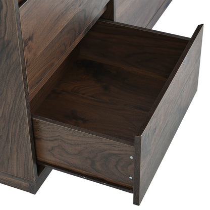 Mid-Century 9-Drawer Dresser Dark Brown