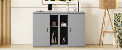 Full Murphy Bed with Shelves Gray