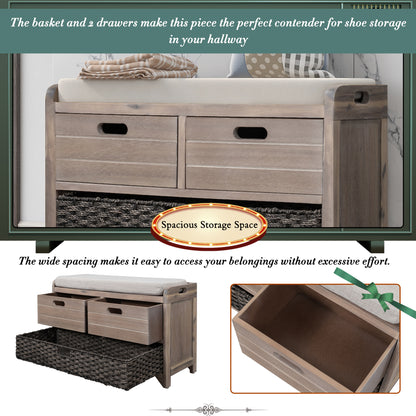 Storage Bench White Washed