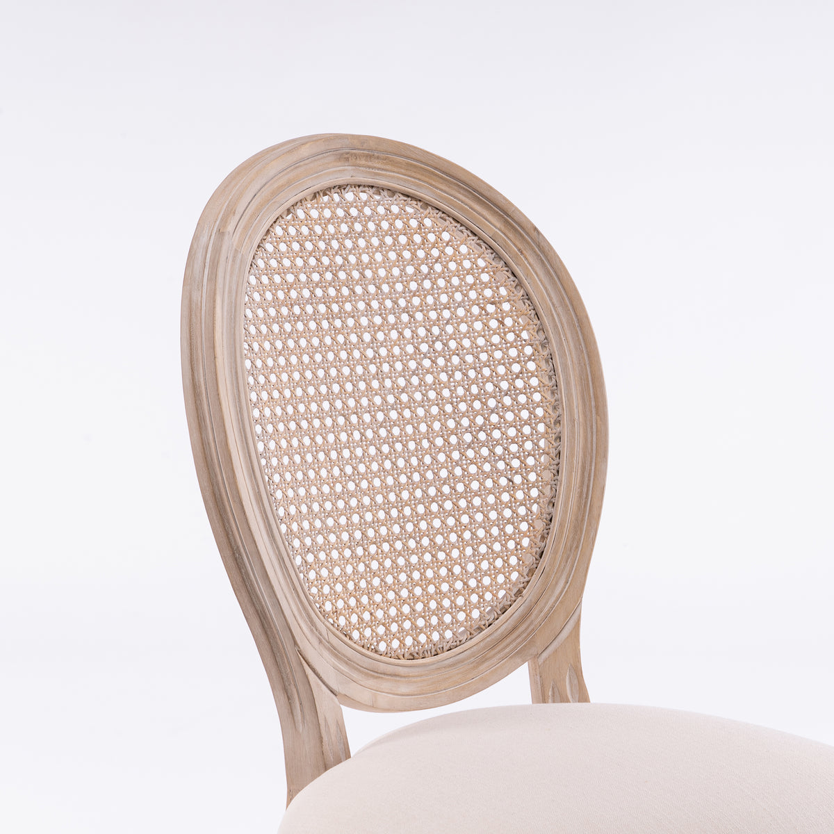 French Style Rattan Back Dining Chair Set (2 pcs) – Cream