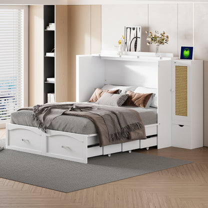 Murphy Wall Bed with Drawers White Finish