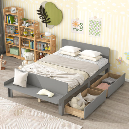 Full Bed with Bench Grey