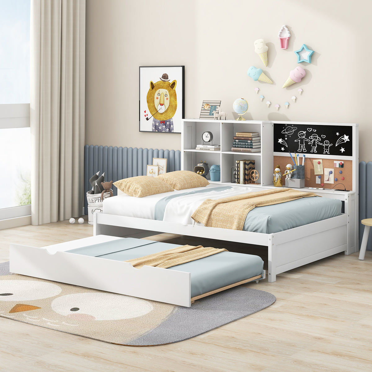 Full Daybed with Storage Drawers White