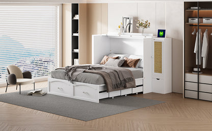 Murphy Wall Bed with Drawers White Finish