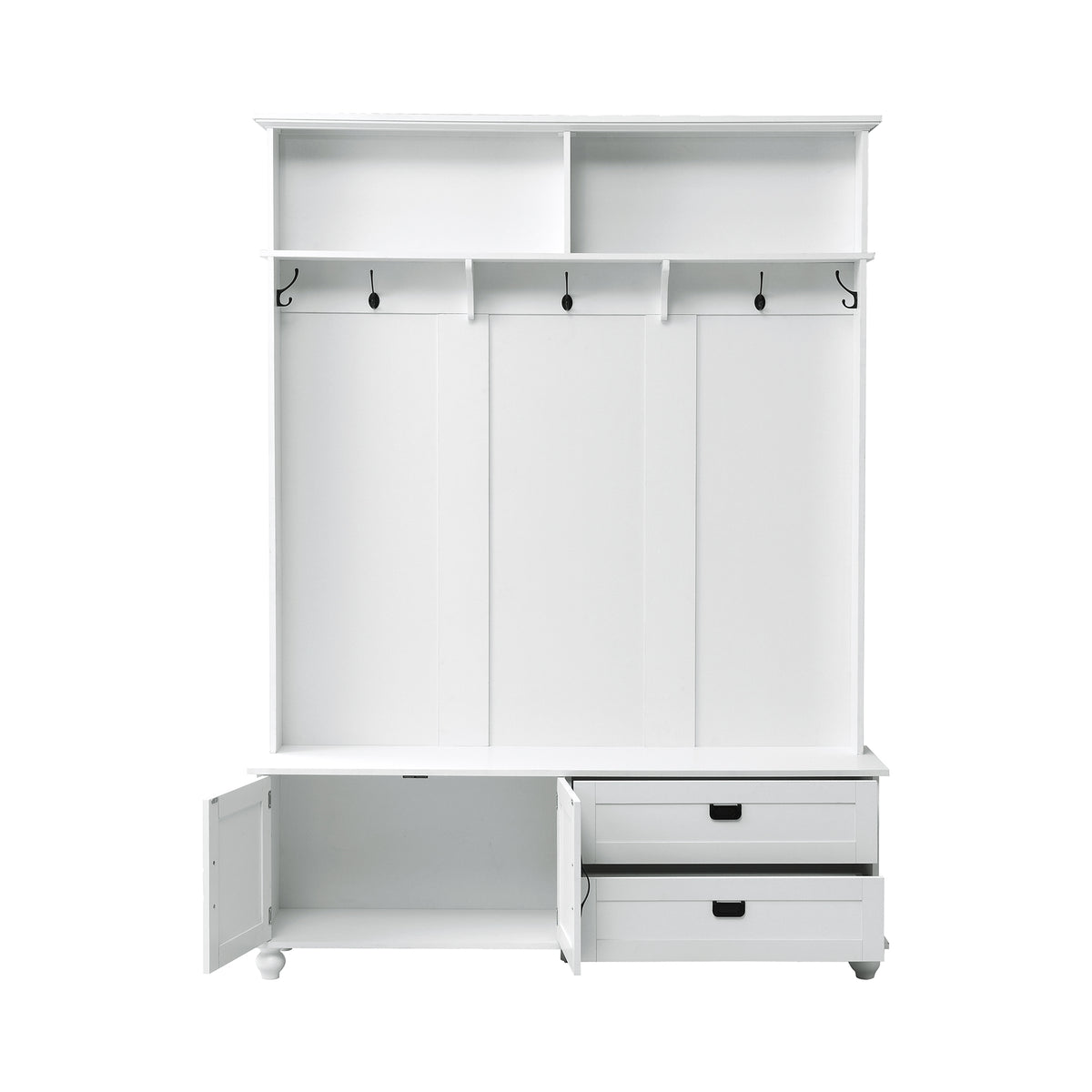 Modern Hall Tree with Drawers White