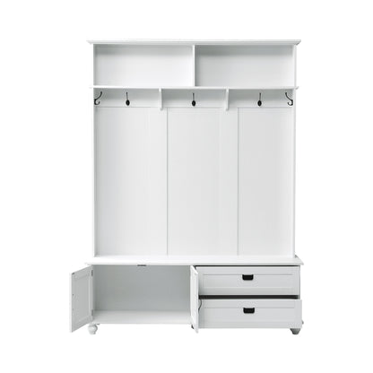 Modern Hall Tree with Drawers White