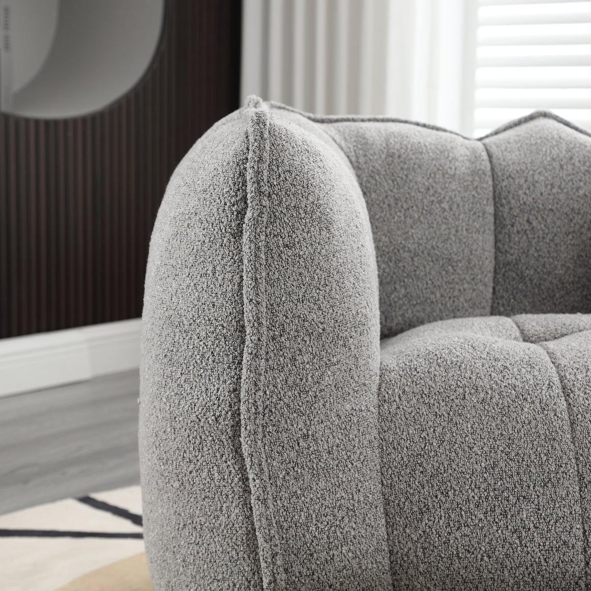 Soft Bean Bag Chair – Beige High-Resilience Foam