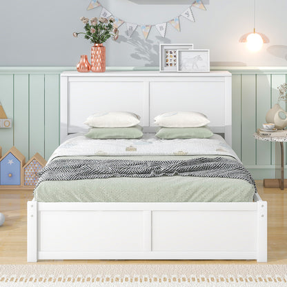 Full Storage Platform Bed with Trundle White