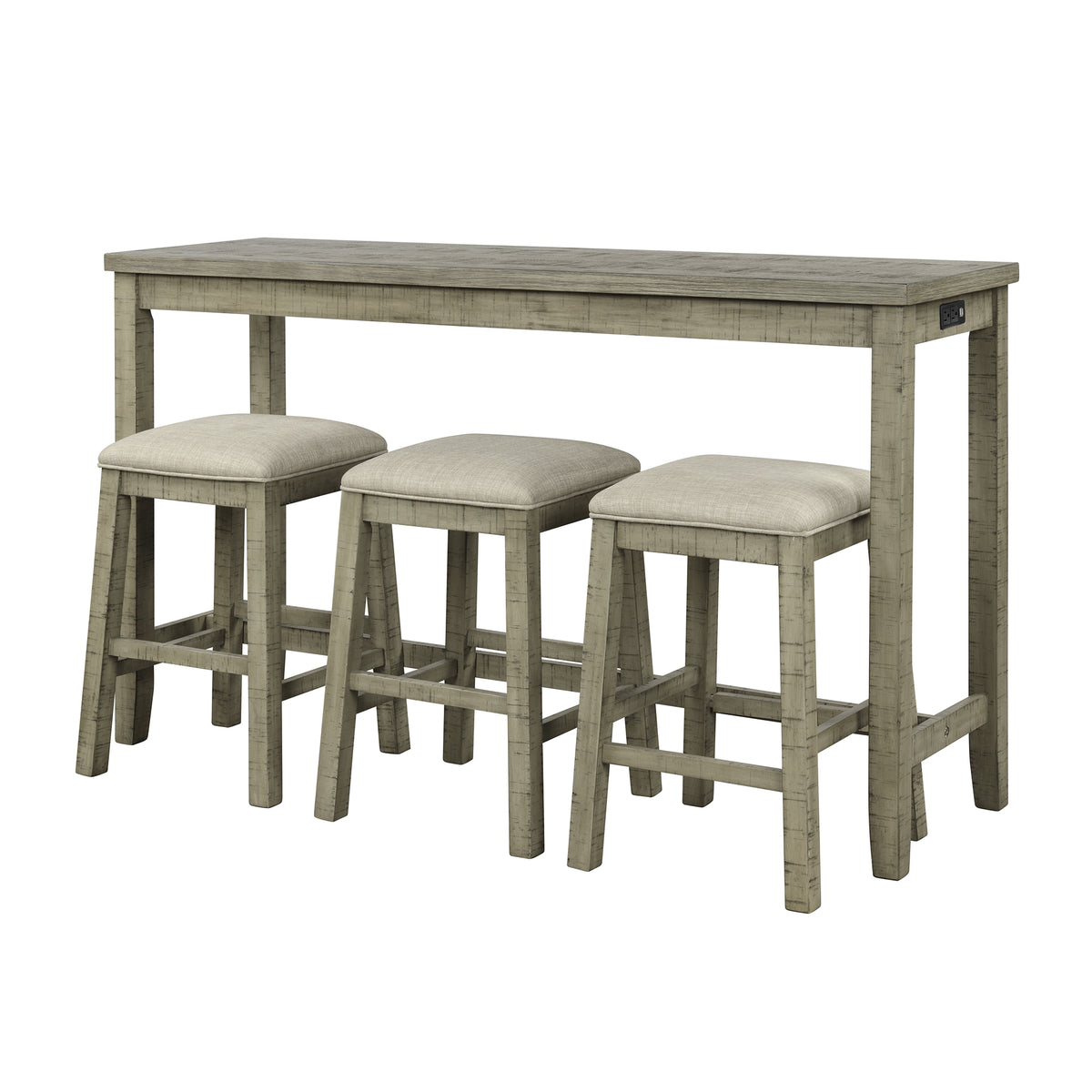 Counter Dining Set with Fabric Stools Green