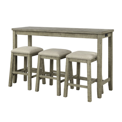 Counter Dining Set with Fabric Stools Green