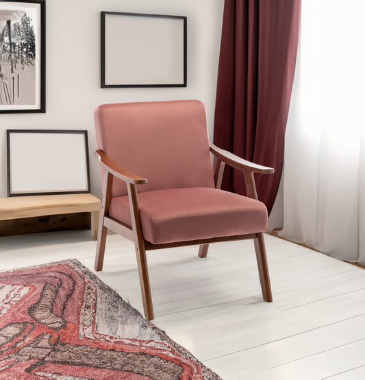 Mid-Century Wingback Accent Chair – Natural Wood