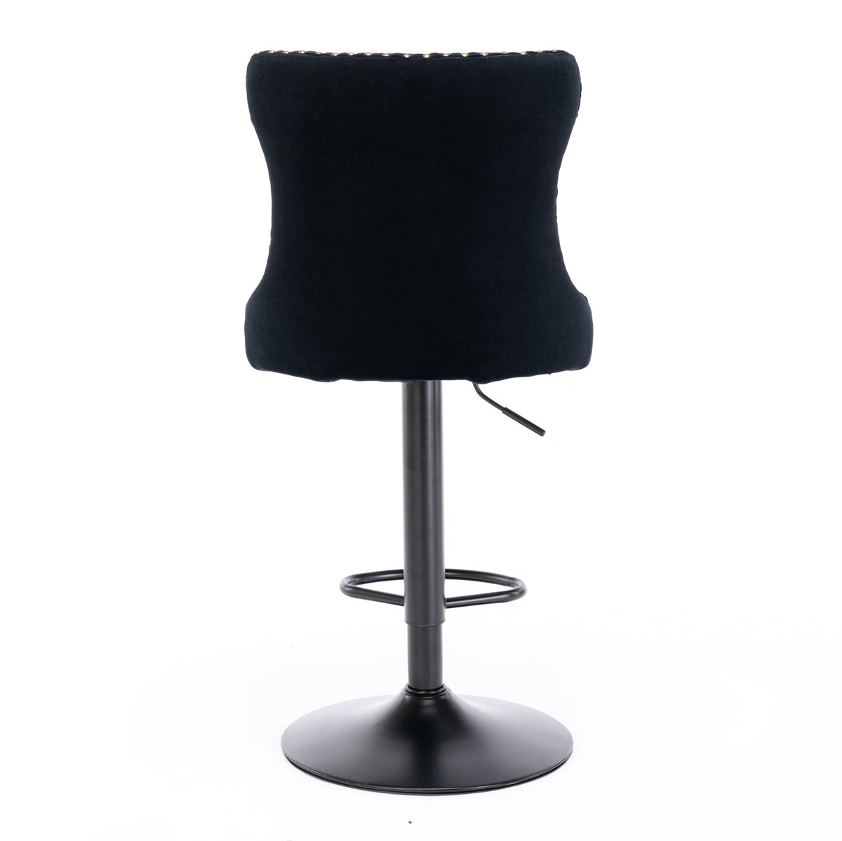 Swivel Velvet Bar Stool Set (2 pcs) – Black