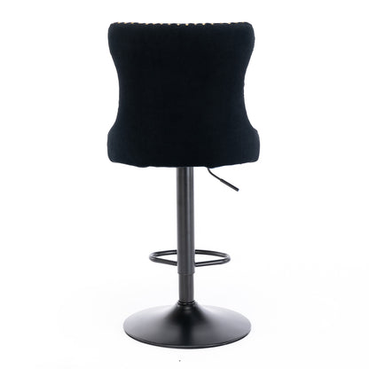Swivel Velvet Bar Stool Set (2 pcs) – Black