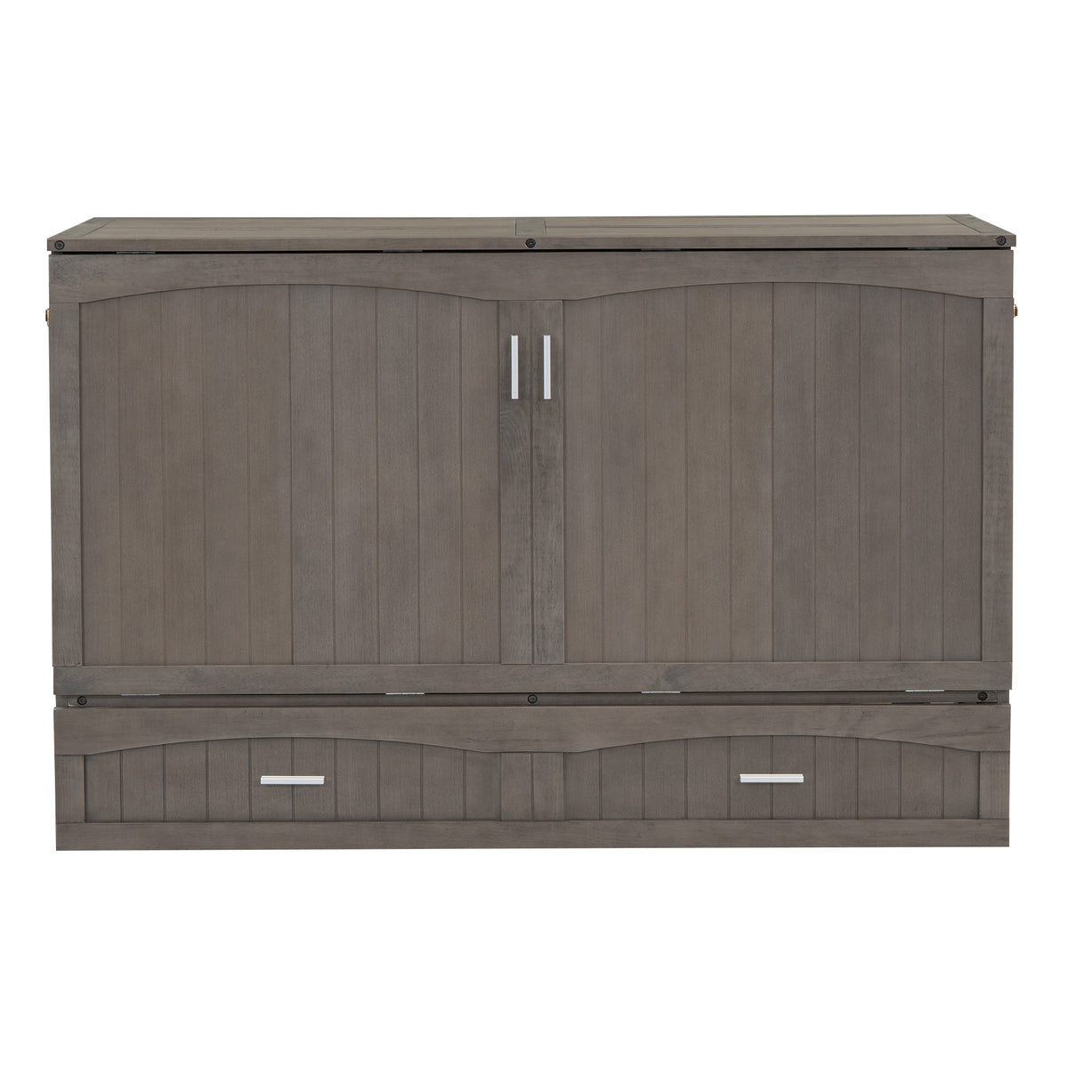 Queen Murphy Bed with Built-In Charging Station – Beige