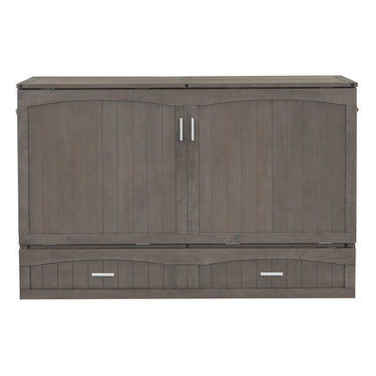 Queen Murphy Bed with Built-In Charging Station – Beige