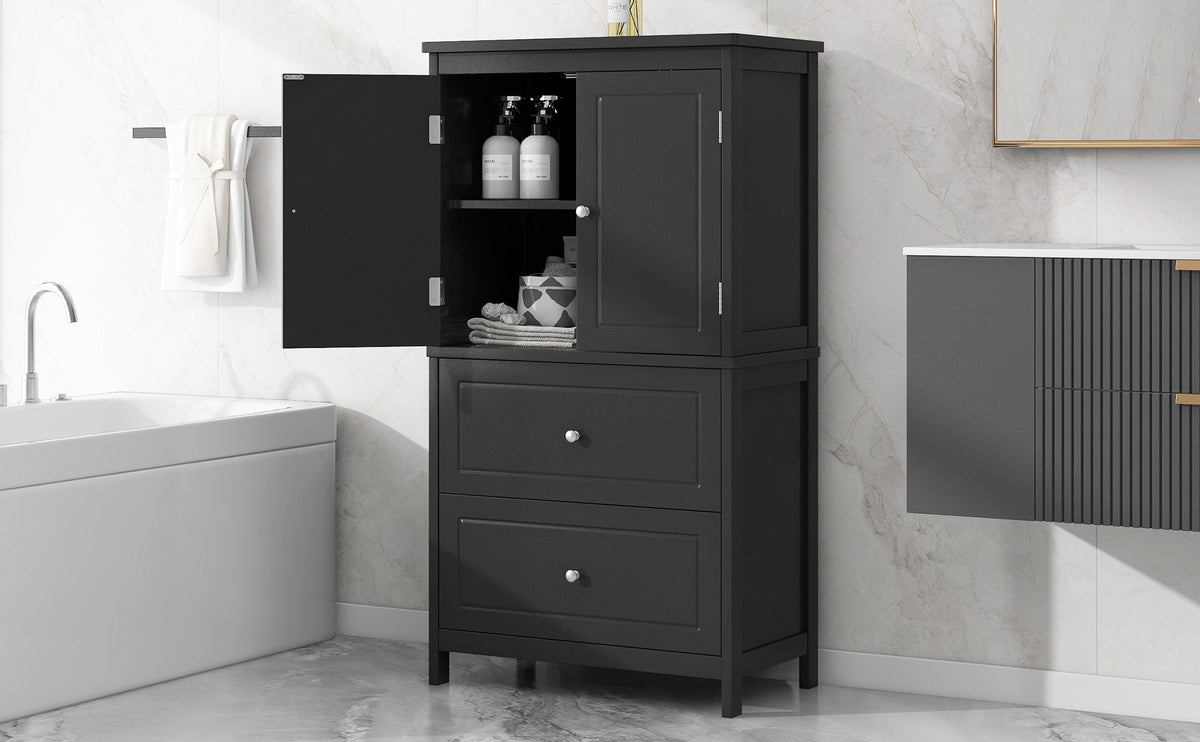 Black Bathroom Storage Cabinet with Drawers