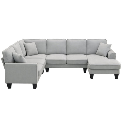 Modern U-Shape Sectional Sofa Light Gray