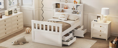 Twin Captain Platform Bed White