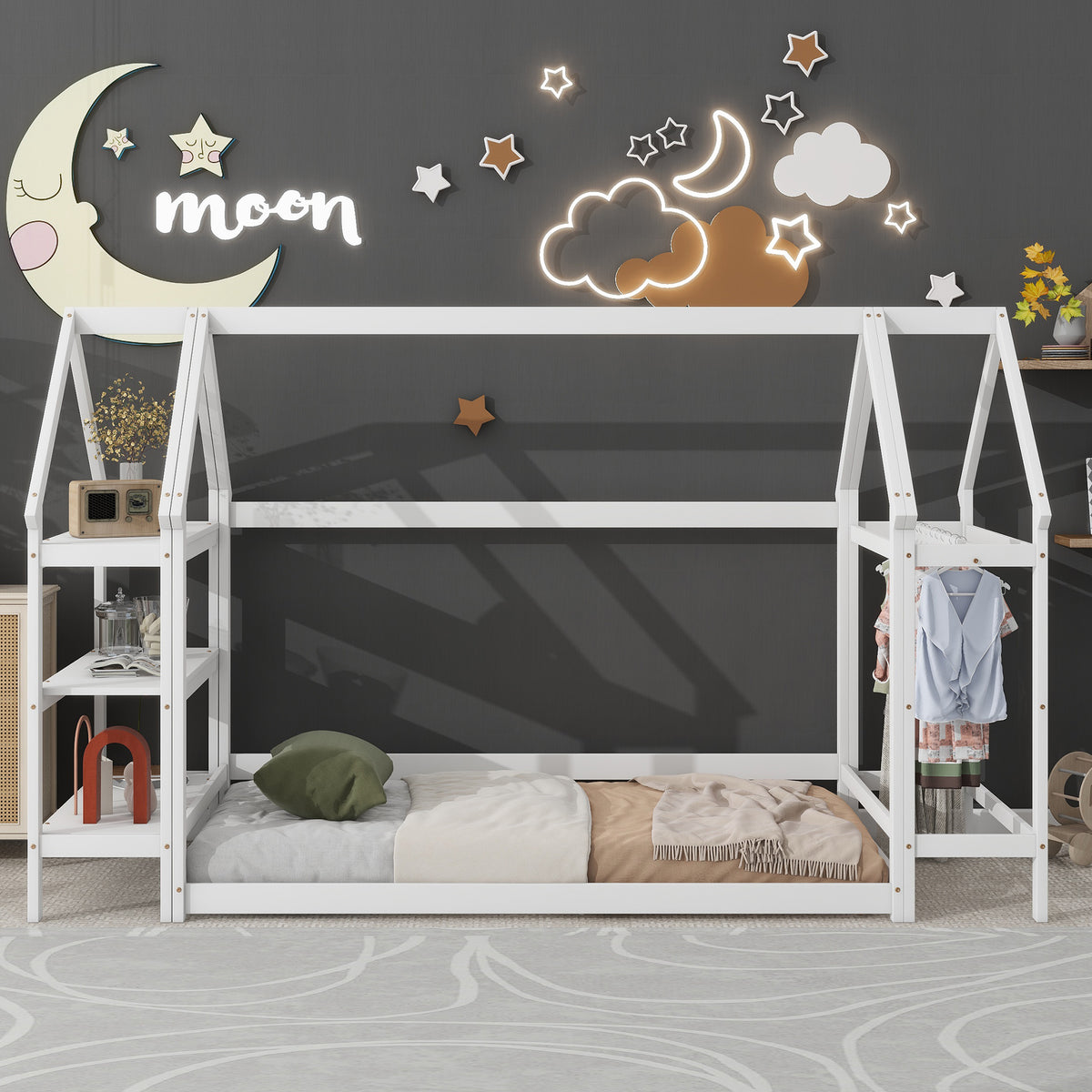 Twin House Bed White