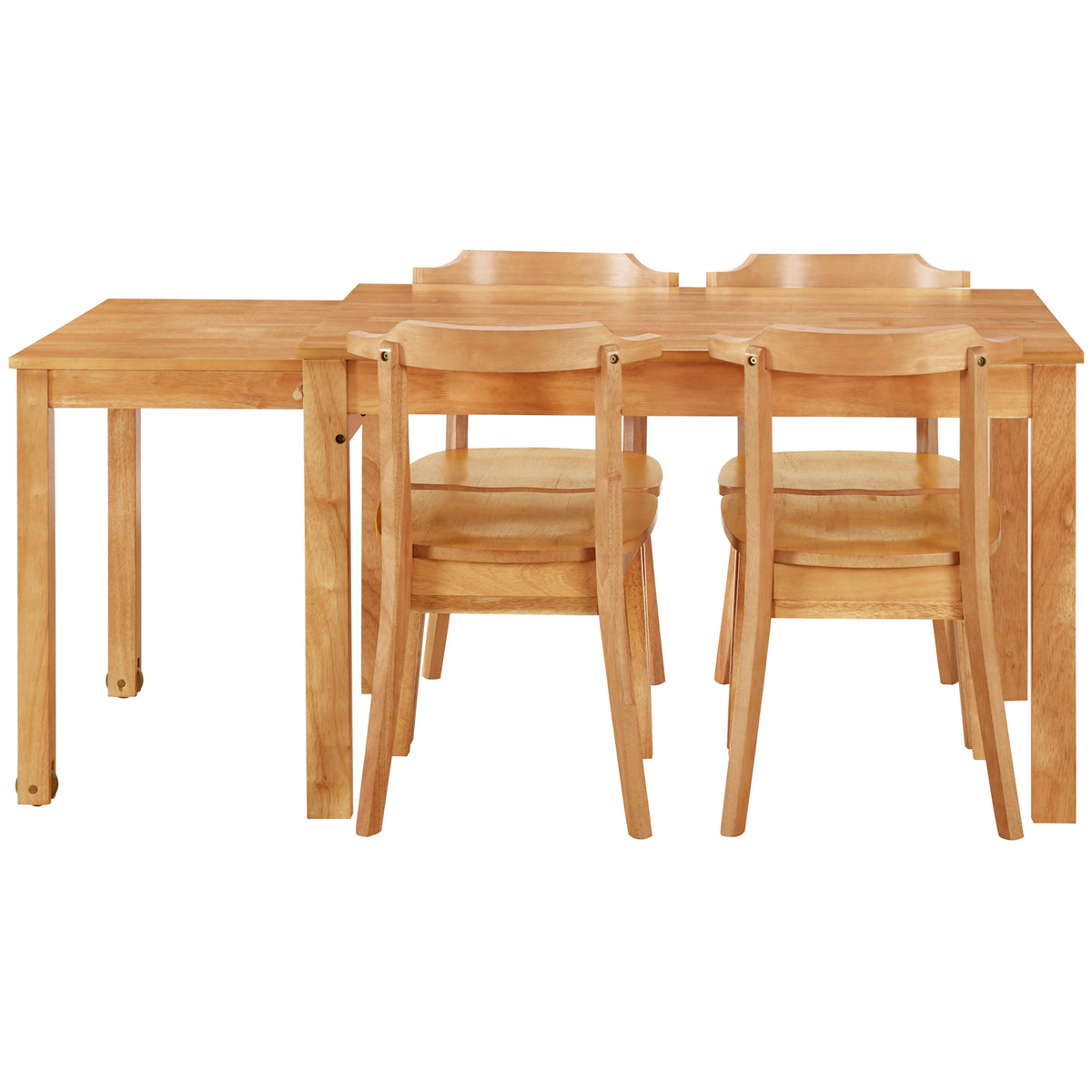 65” 5-Piece Dining Set – Natural Finish