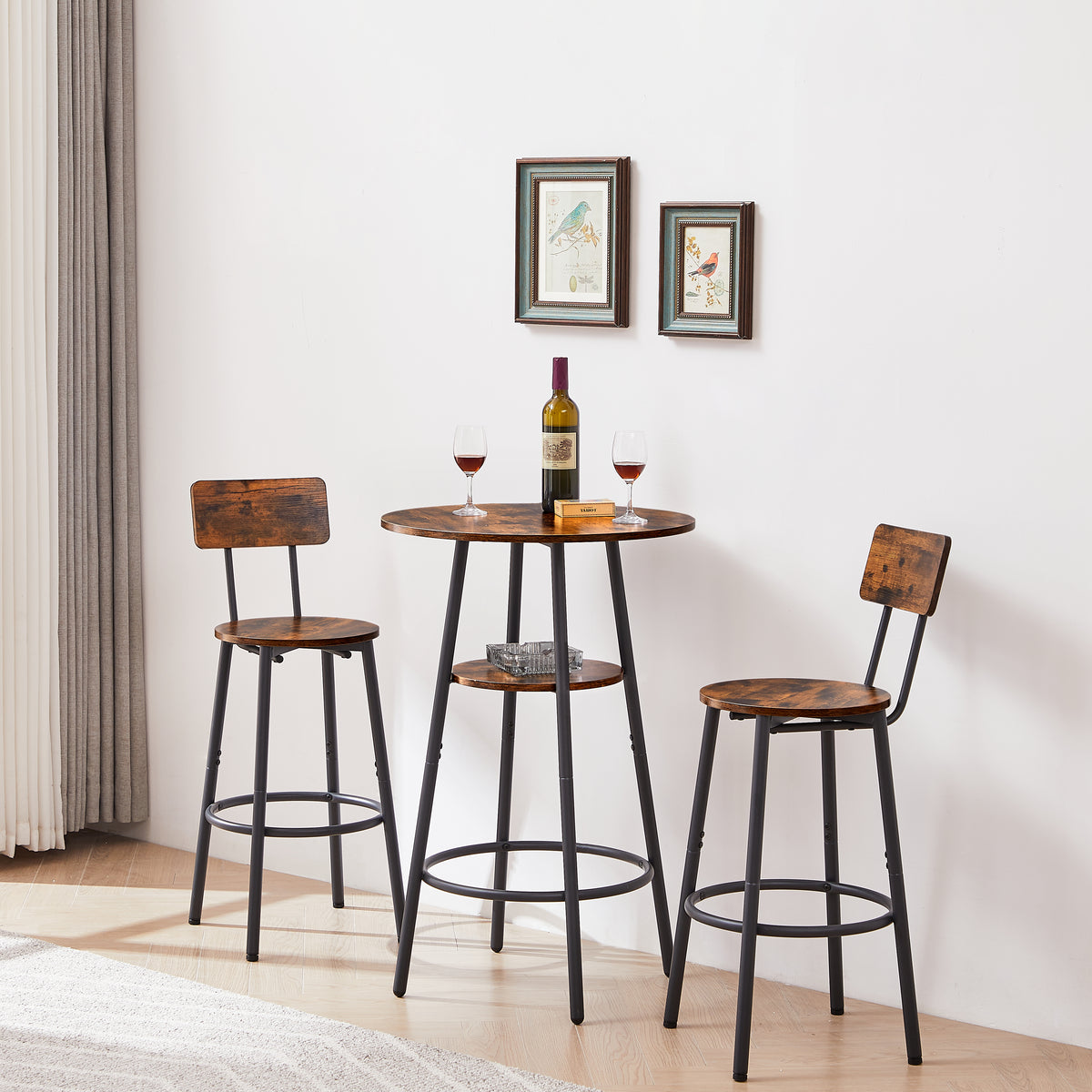 Rustic Brown Bar Stool Set (2pcs)