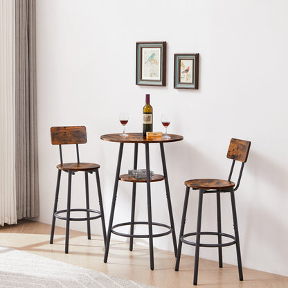 Rustic Brown Bar Stool Set (2pcs)