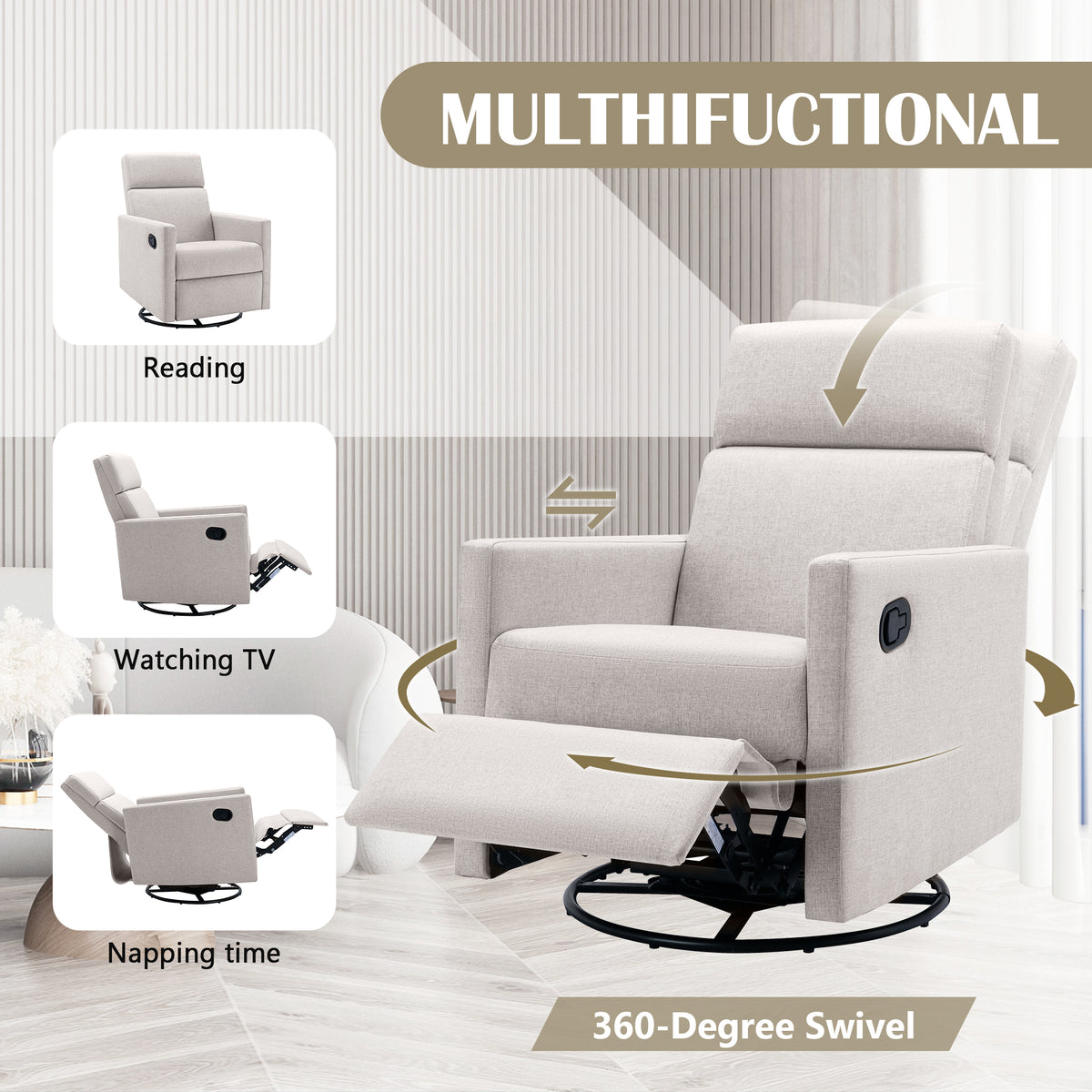 Upholstered Rocker Chair Tan