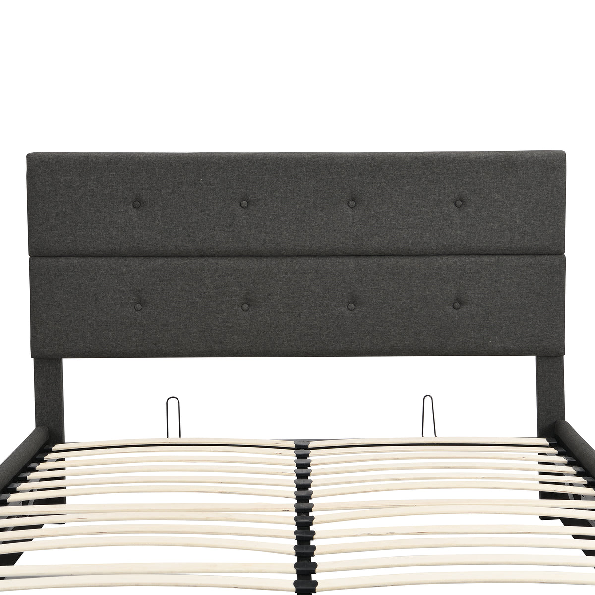 Upholstered Platform Bed with Storage Gray
