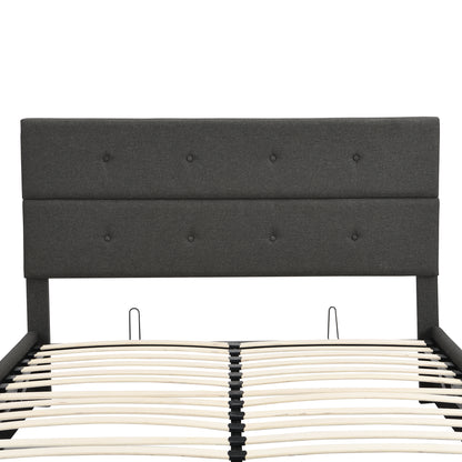 Upholstered Platform Bed with Storage Gray