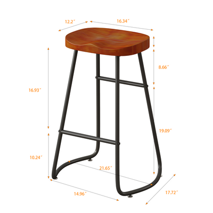 Minimalist Counter Bar Stools Set of 2 Brown