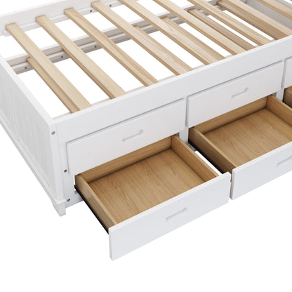 Pine Captain Bookcase Bed White Walnut