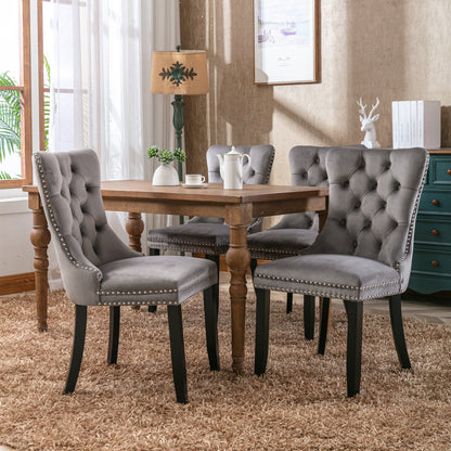 Nikki Tufted Linen Dining Chair Set (2 pcs) – Gray
