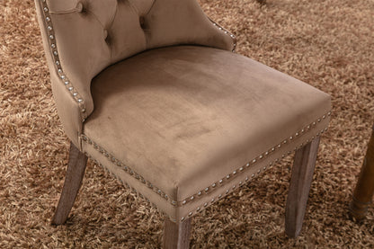 High-End Tufted Dining Chair Set Khaki