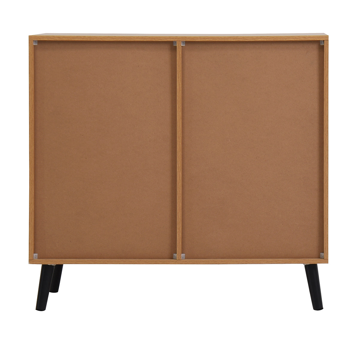 Natural Wood Storage Cabinet with Drawers and Doors
